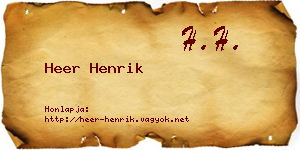 Heer Henrik névjegykártya